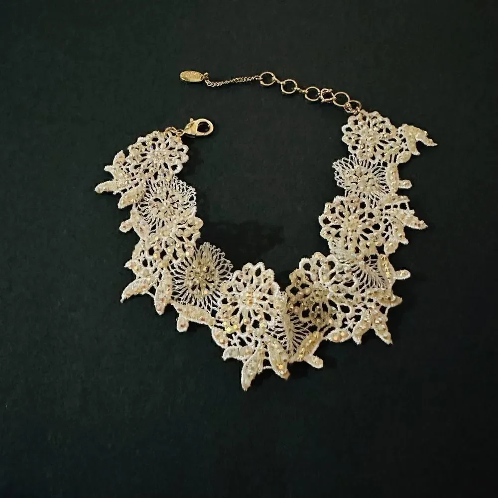 Gass Bead & Lace Ivory Choker Amrita Singh